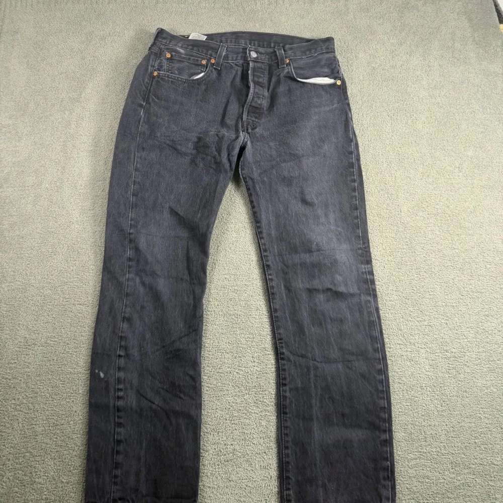 Levis 501 Original Fit Mens Faded Black Straight Leg Button Fly Jeans 34x32